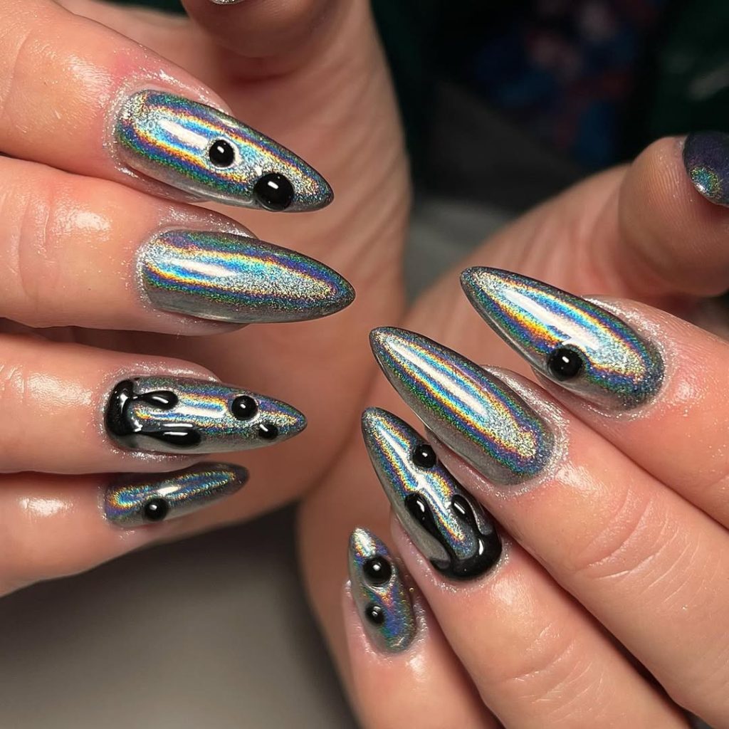 Silver chrome nails