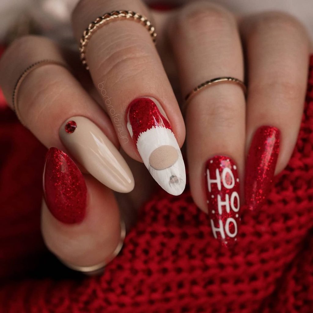 santa nails - cute christmas nail designs