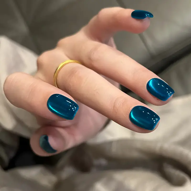 Simple and serene blue bridal nail ideas