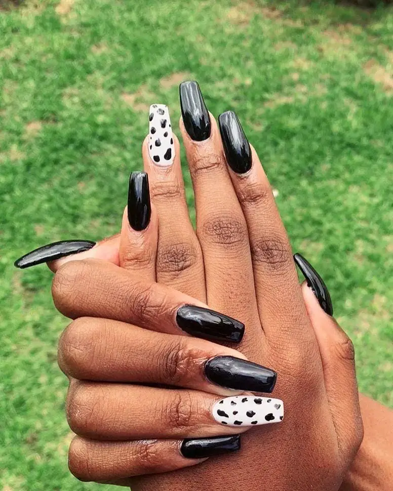 Whte and black nails for brown skin