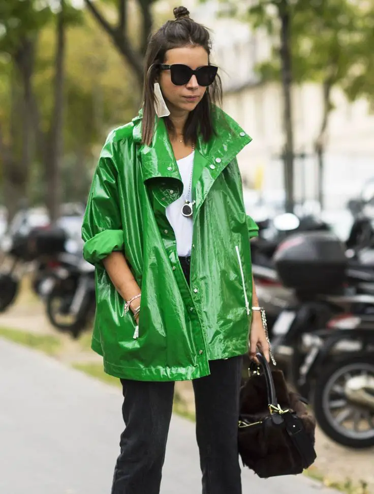 Green rain jacket 