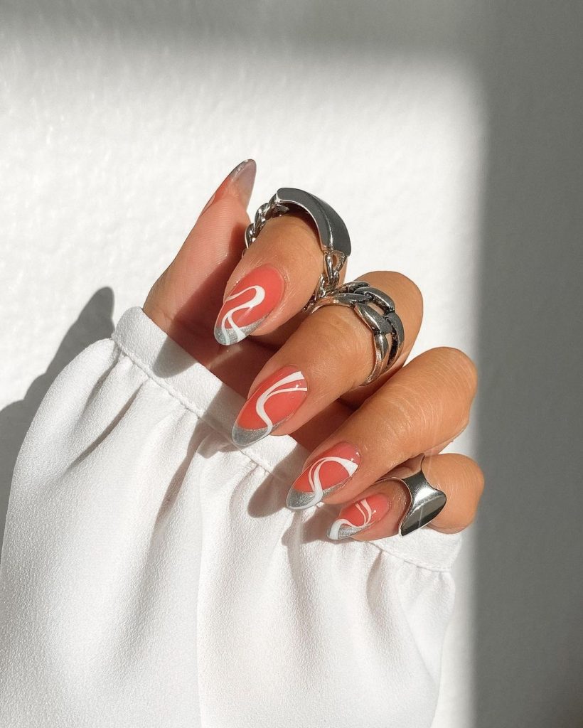Swirl nail designs | Orange nail inspirations