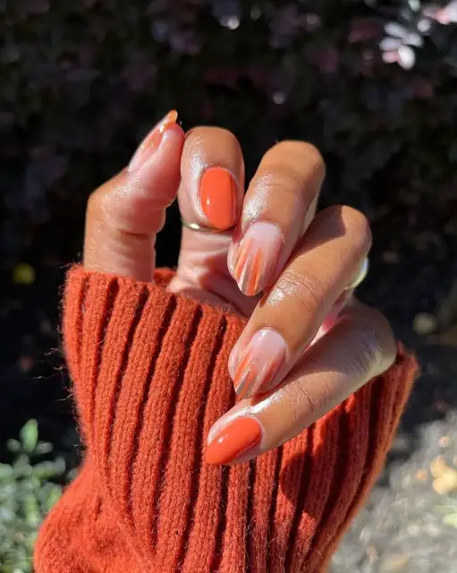 Orange nail designs | Simple short nails
