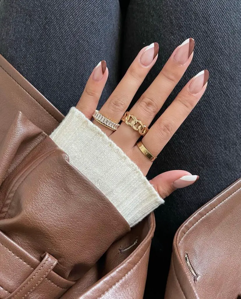 brown french nails 
