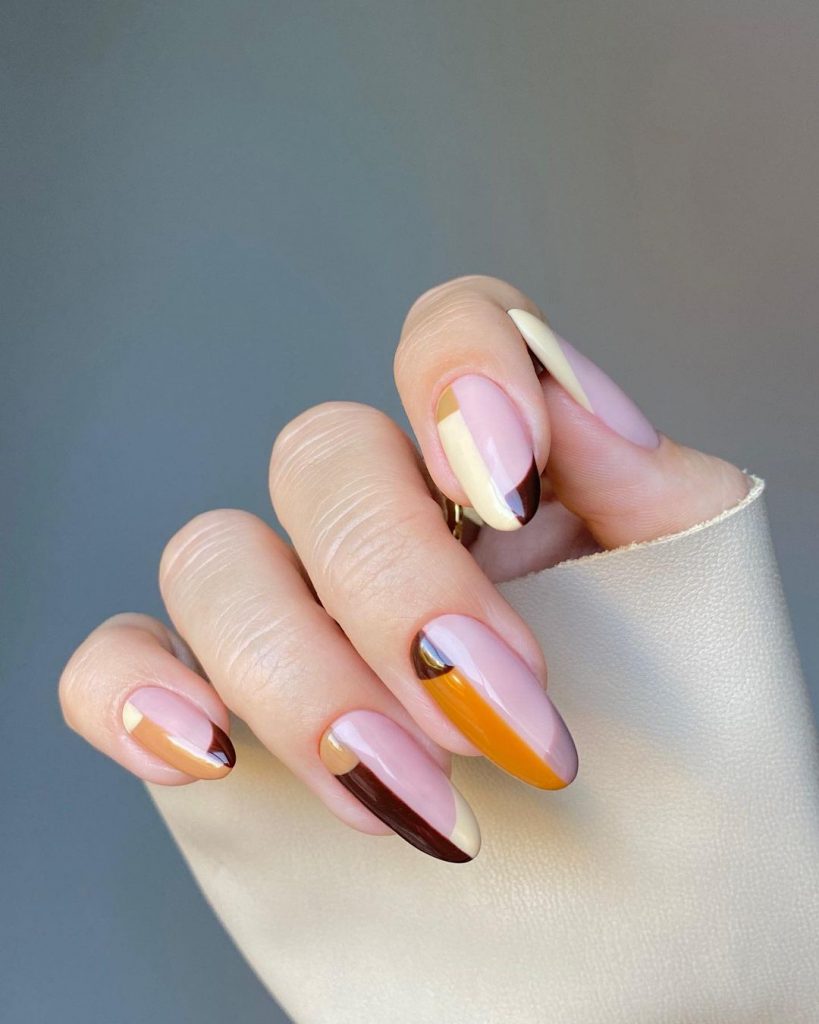 almond nails| brown nails 