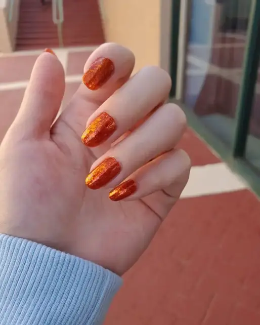 Holo nails| Burnt orange nails