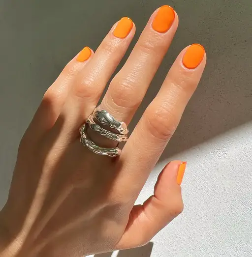 Simple orange nail ideas | Short nails