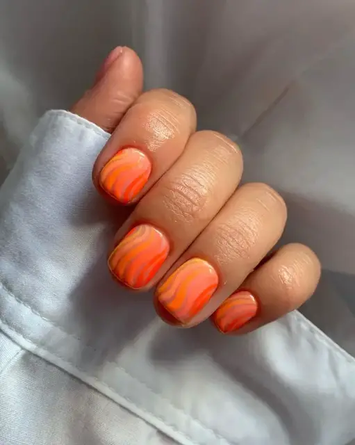 Burnt orang nails | Short orange nail designs