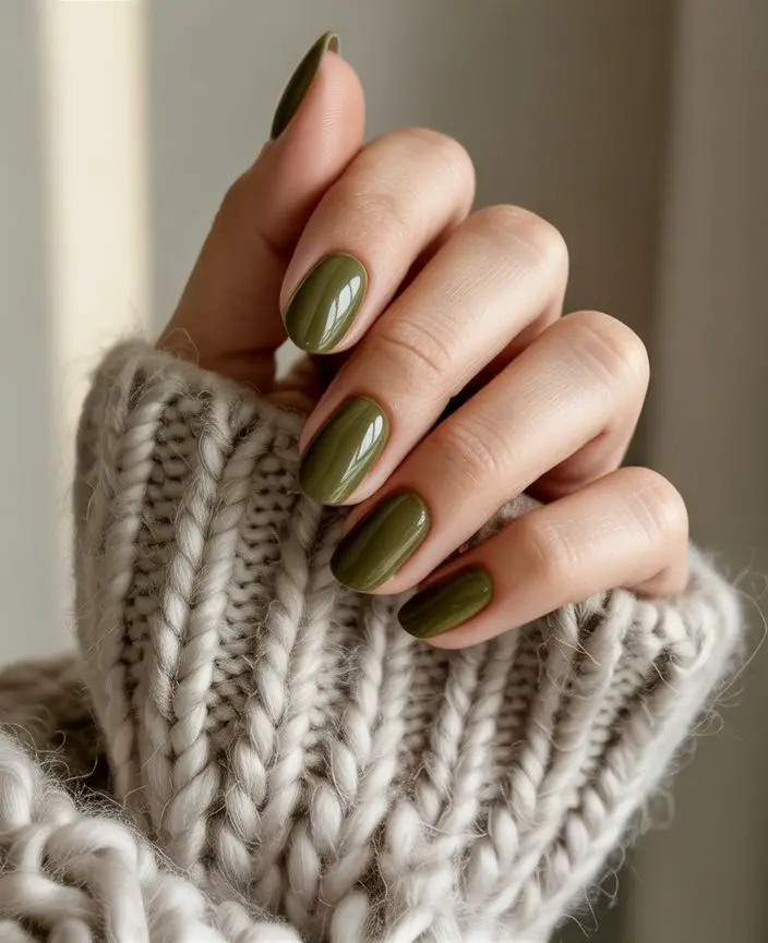 olive green nails for autumn