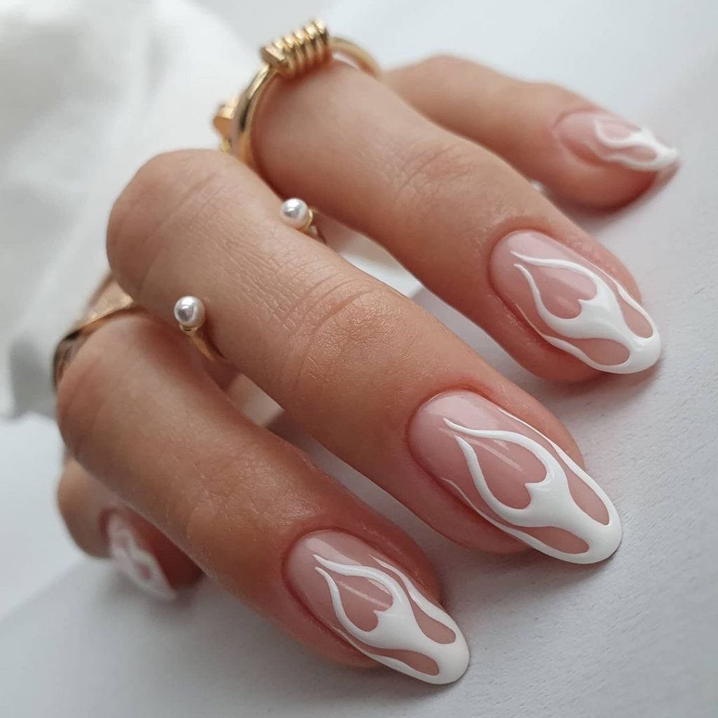 White hearts nails 