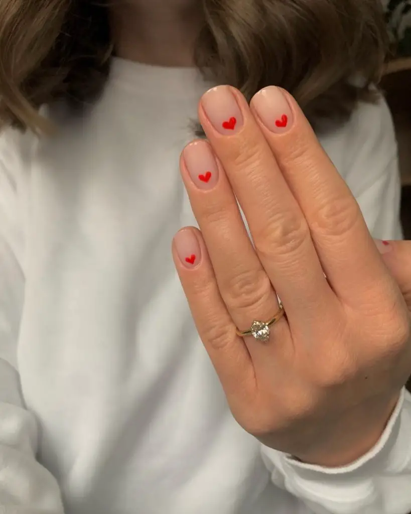 Basic nails with red heart