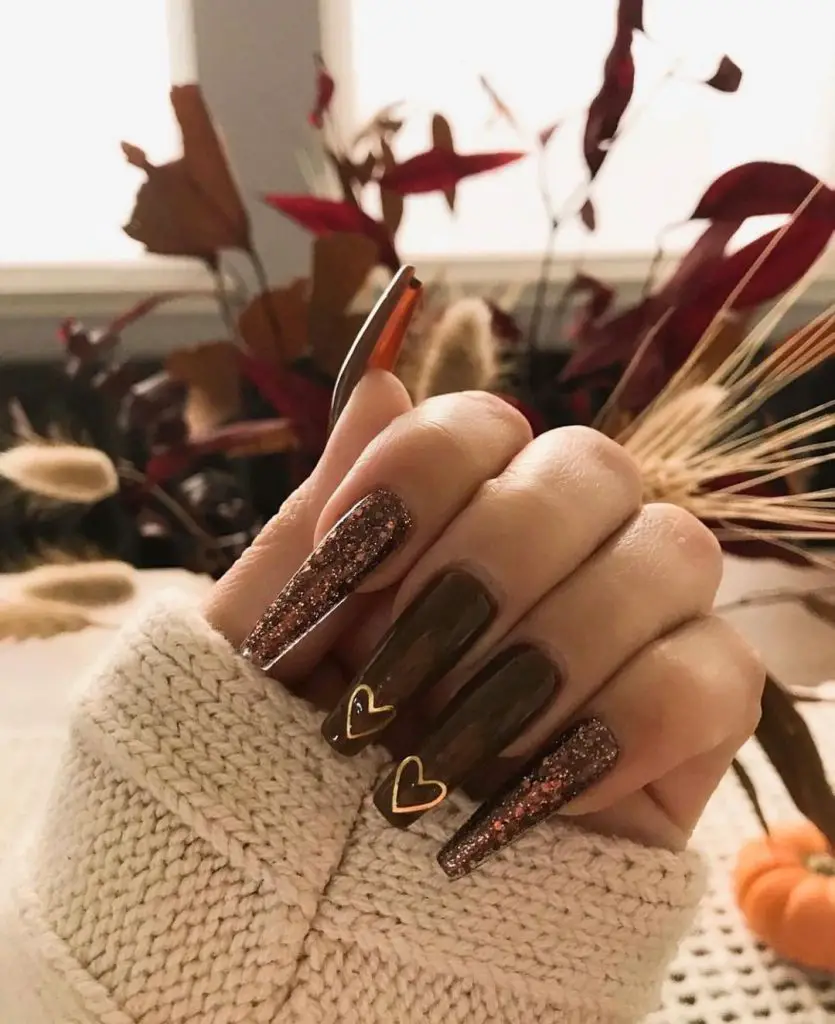 Long coffin nails in brown 