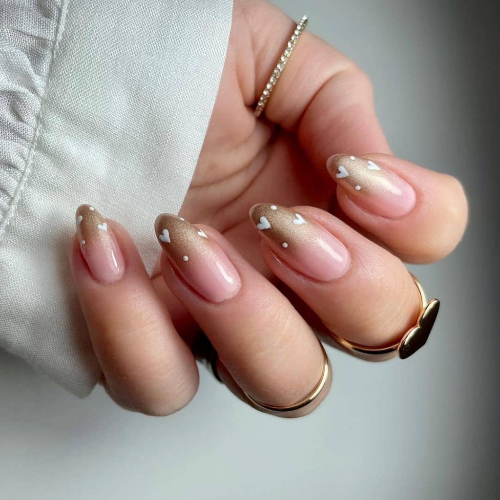 Gold and white nails 