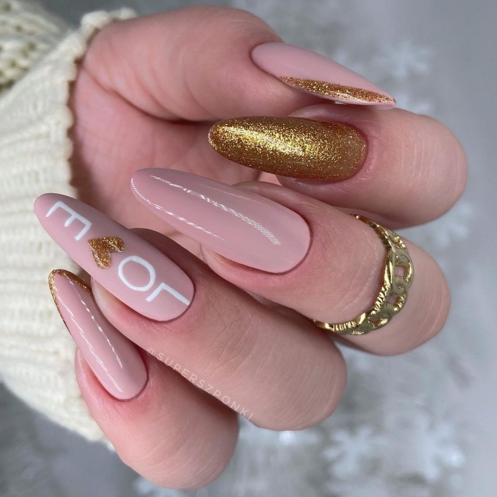 cute pink nail designs, chrome nail ideas for February nail art inspiration