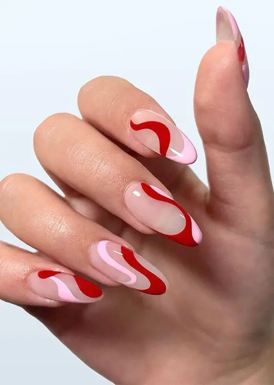 wave nail art designs, February nails inspiration for romantic style 