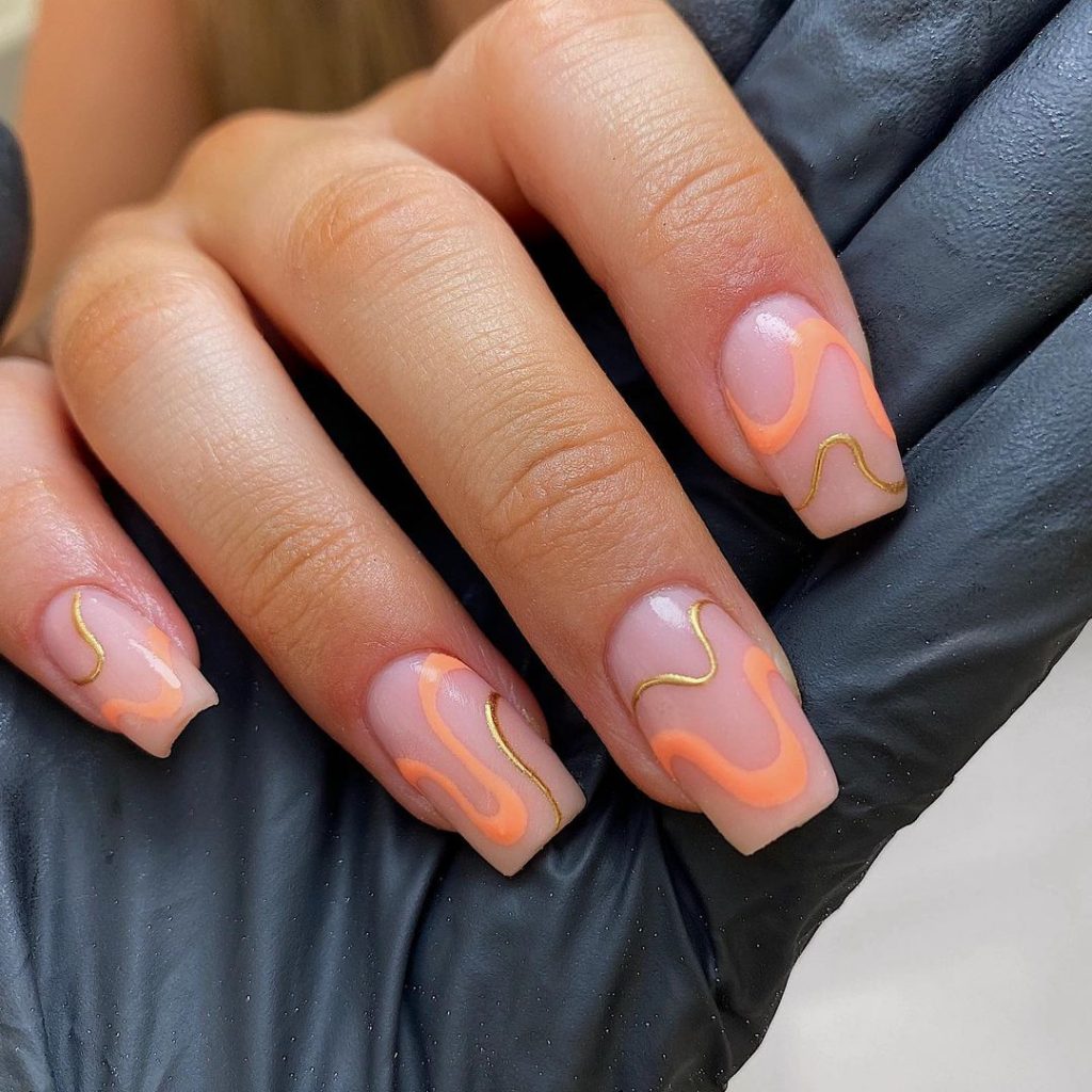 orange swirl nails