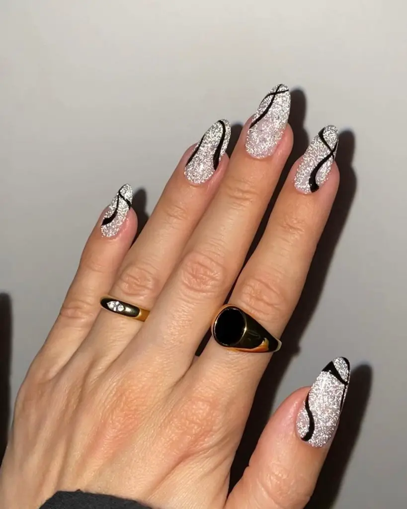 white and black nails