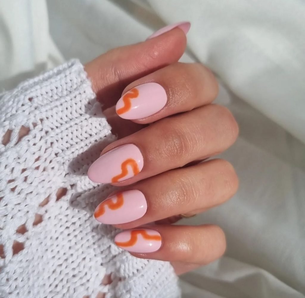 swirl orange swirl nail design