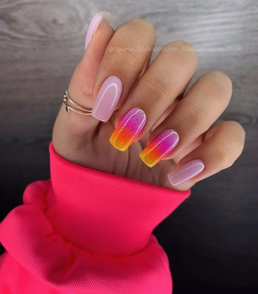 ombre neon nail designs