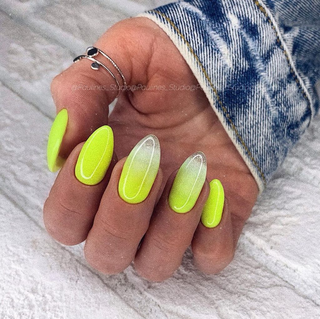 ombre neon lime green nail designs