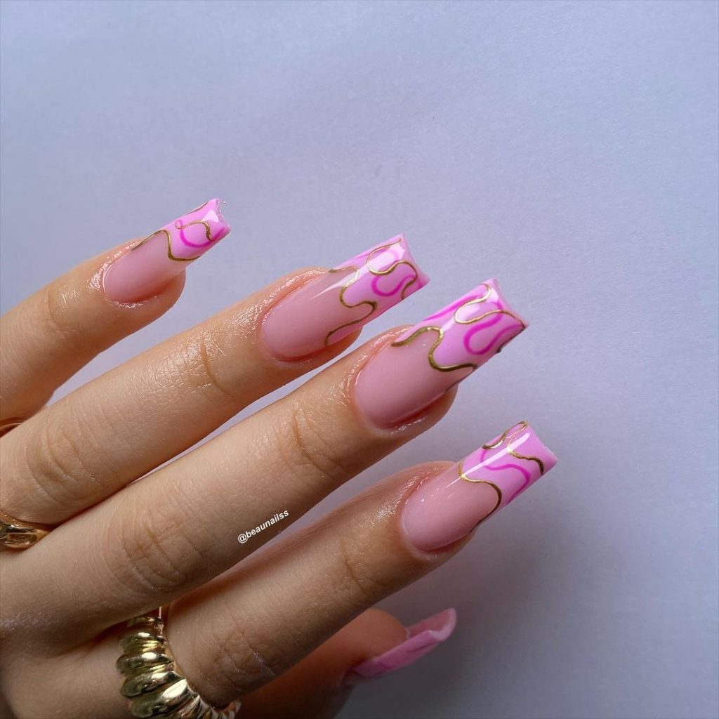 pink french nails