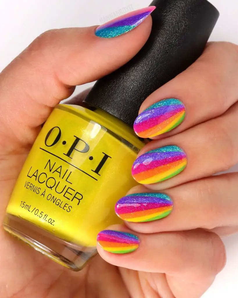 rainbow neon nails