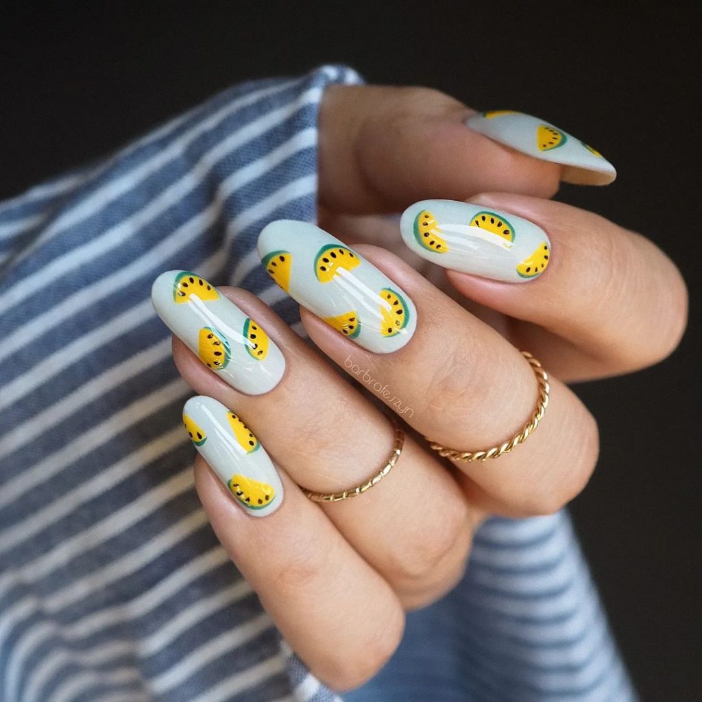 yellow watermelon nails