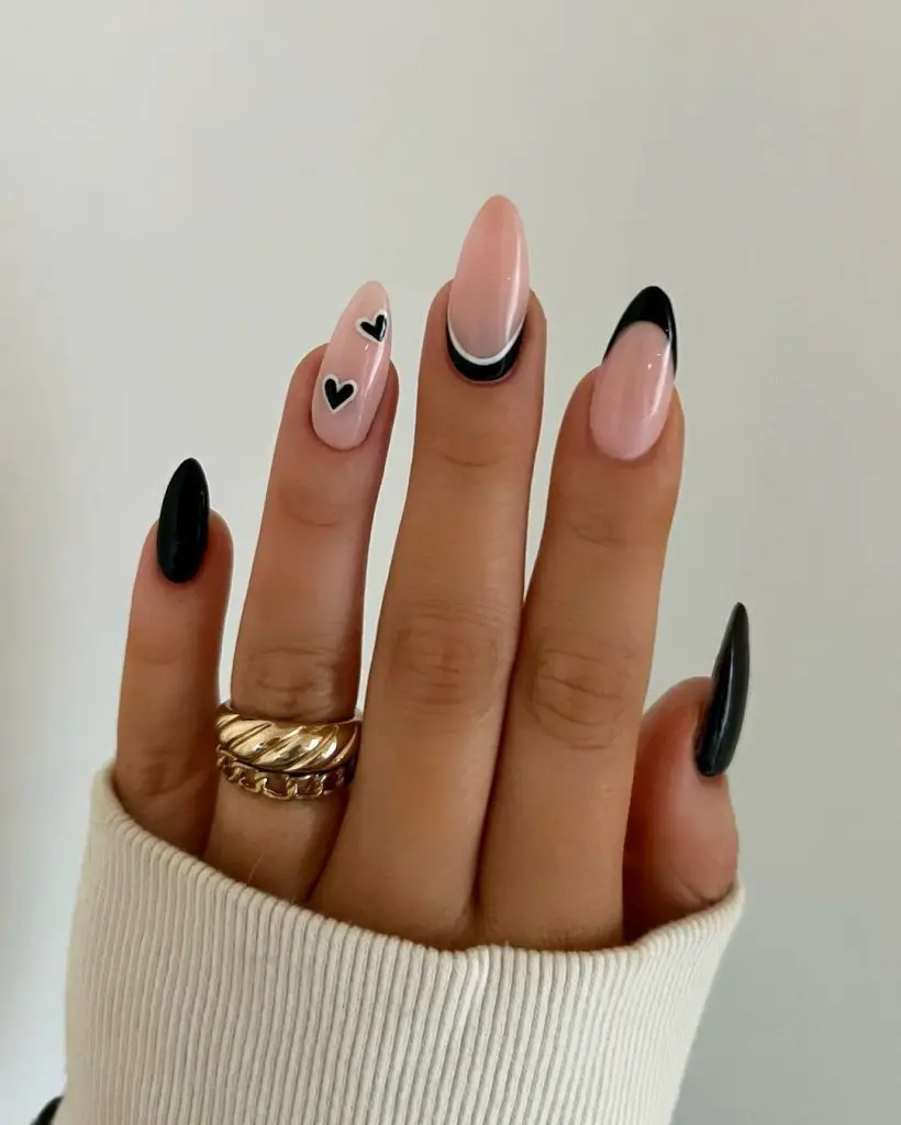 Classic black and white nails 