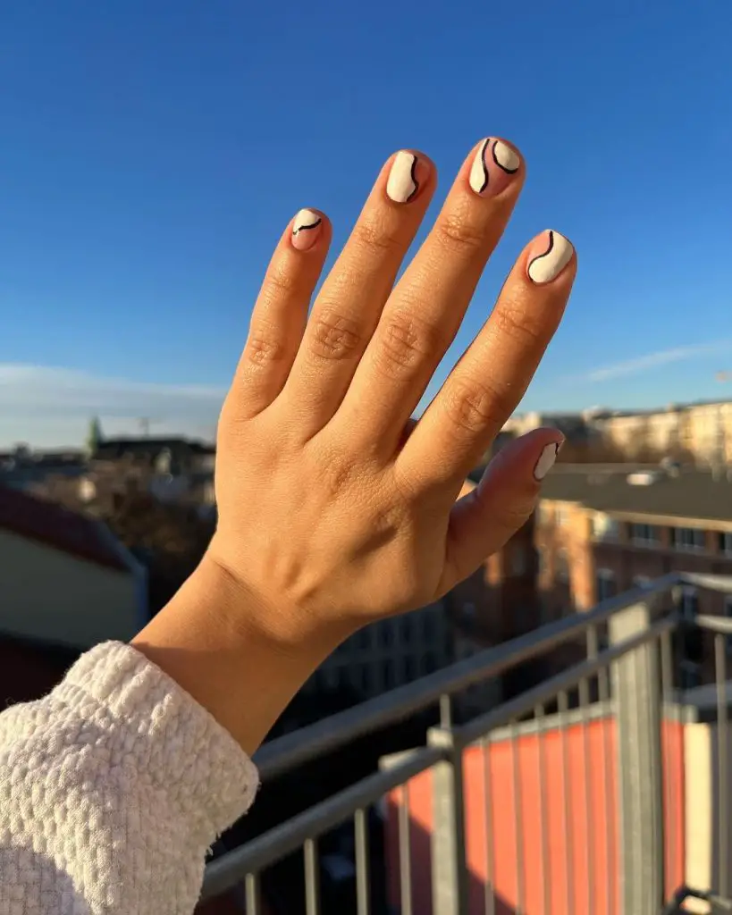 Classic black and white nails