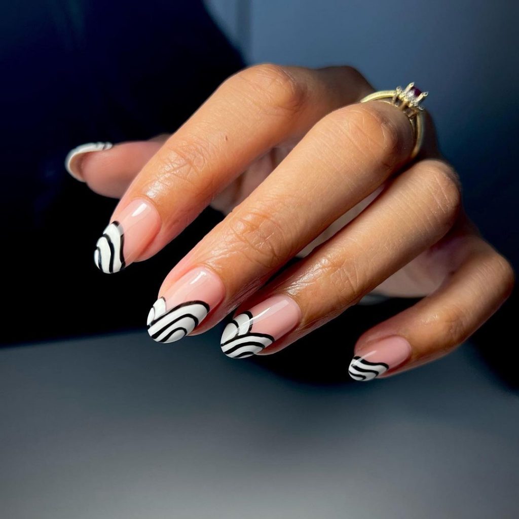 Basic black and white nails