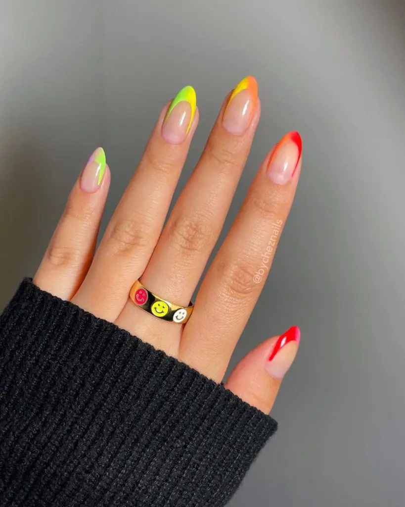 Neon french nail designs