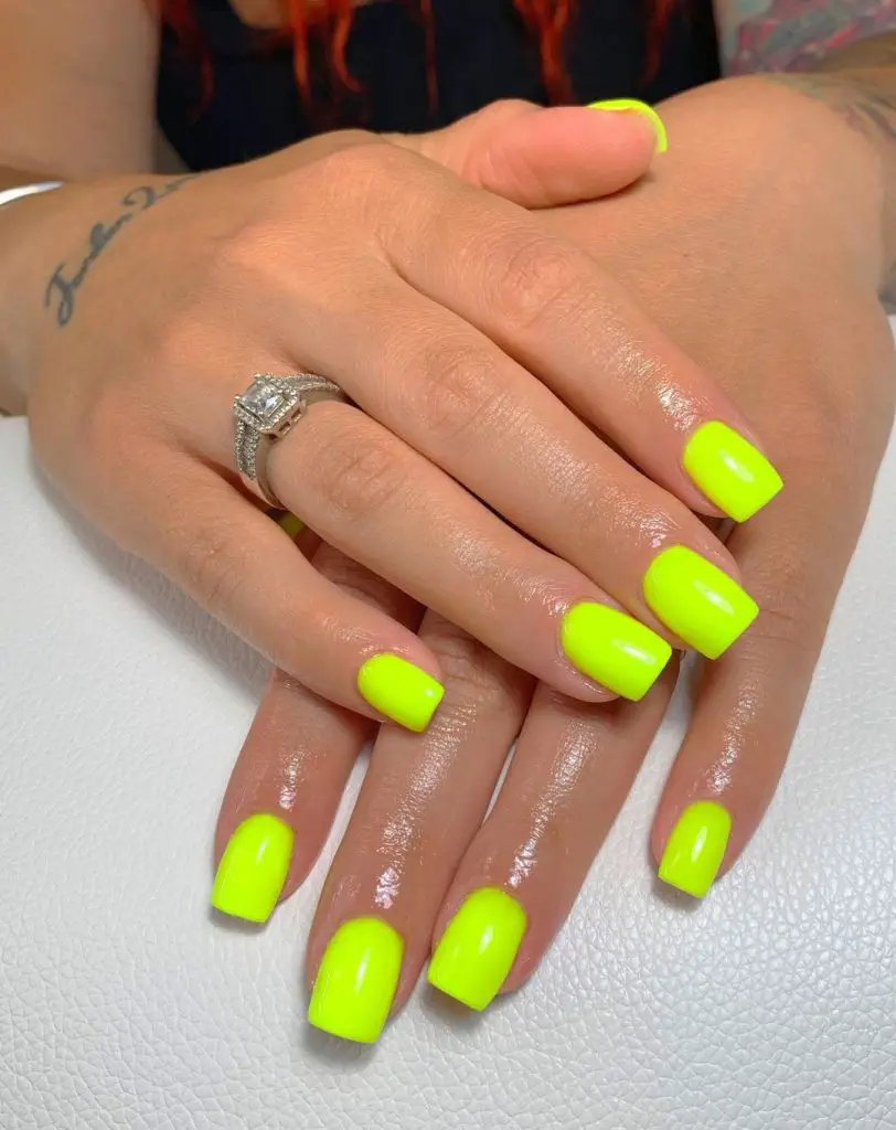 Solid lime green nails