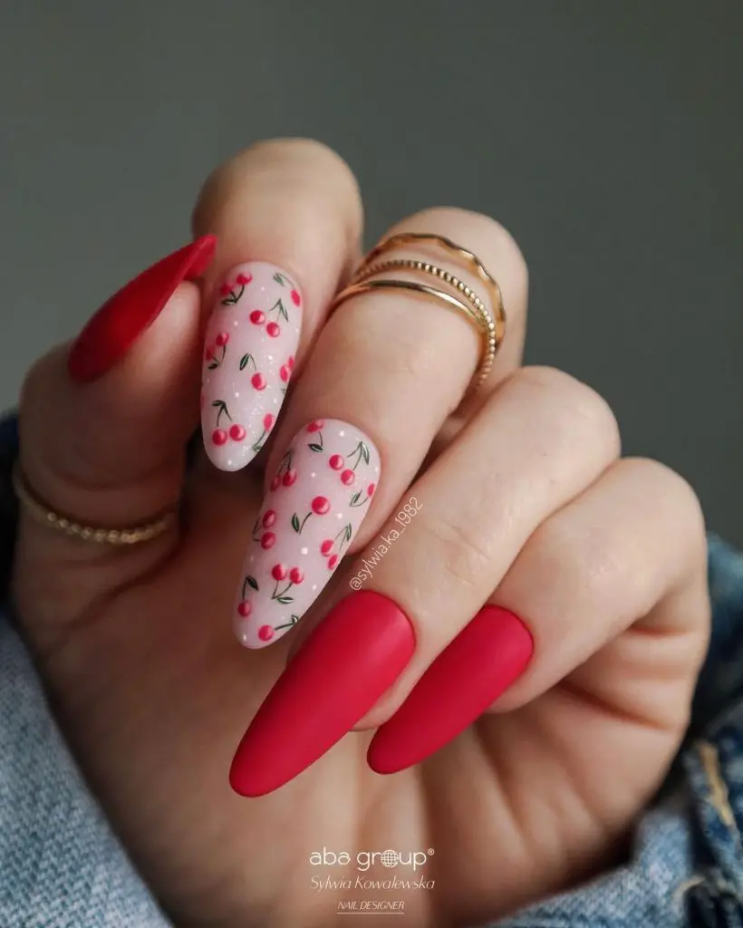 cherry nail ideas| fruit nails