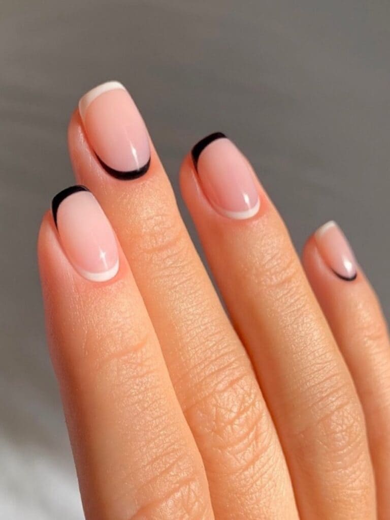 Nail ideas in black and white| cuff nails. french nails