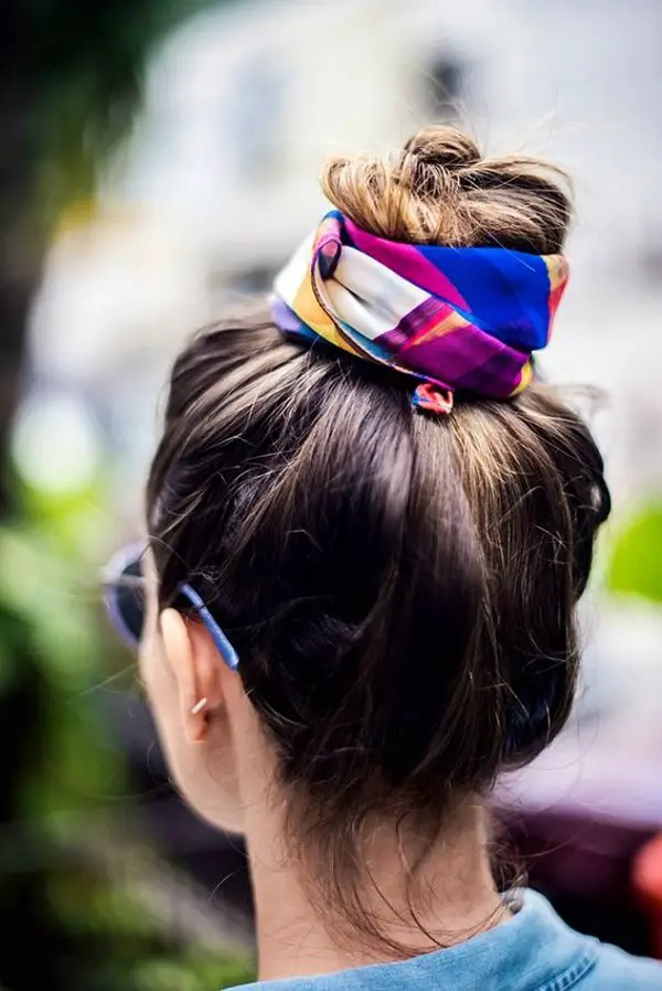 Buns Hairstyles with scarf