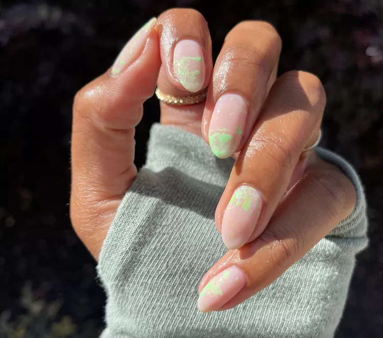 nude nail designs with neon spark 