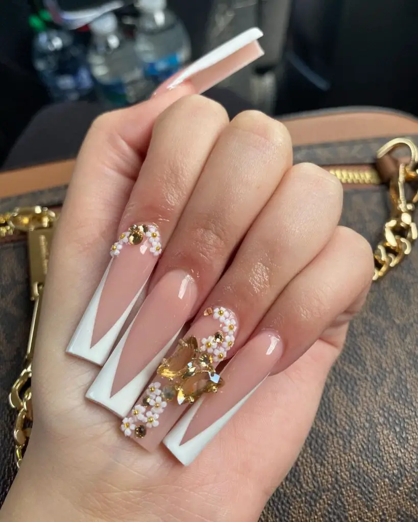 Long coffin french nails