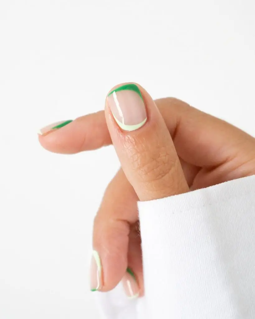 Simple white and green nails