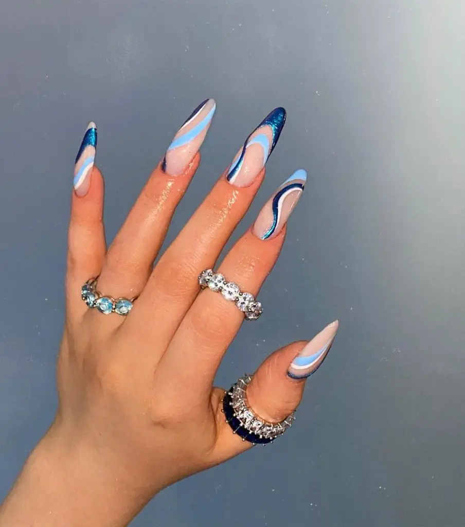 Blue wave nails | swirl nails