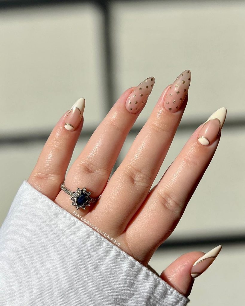 Transparent nails" white gold nail ideas 