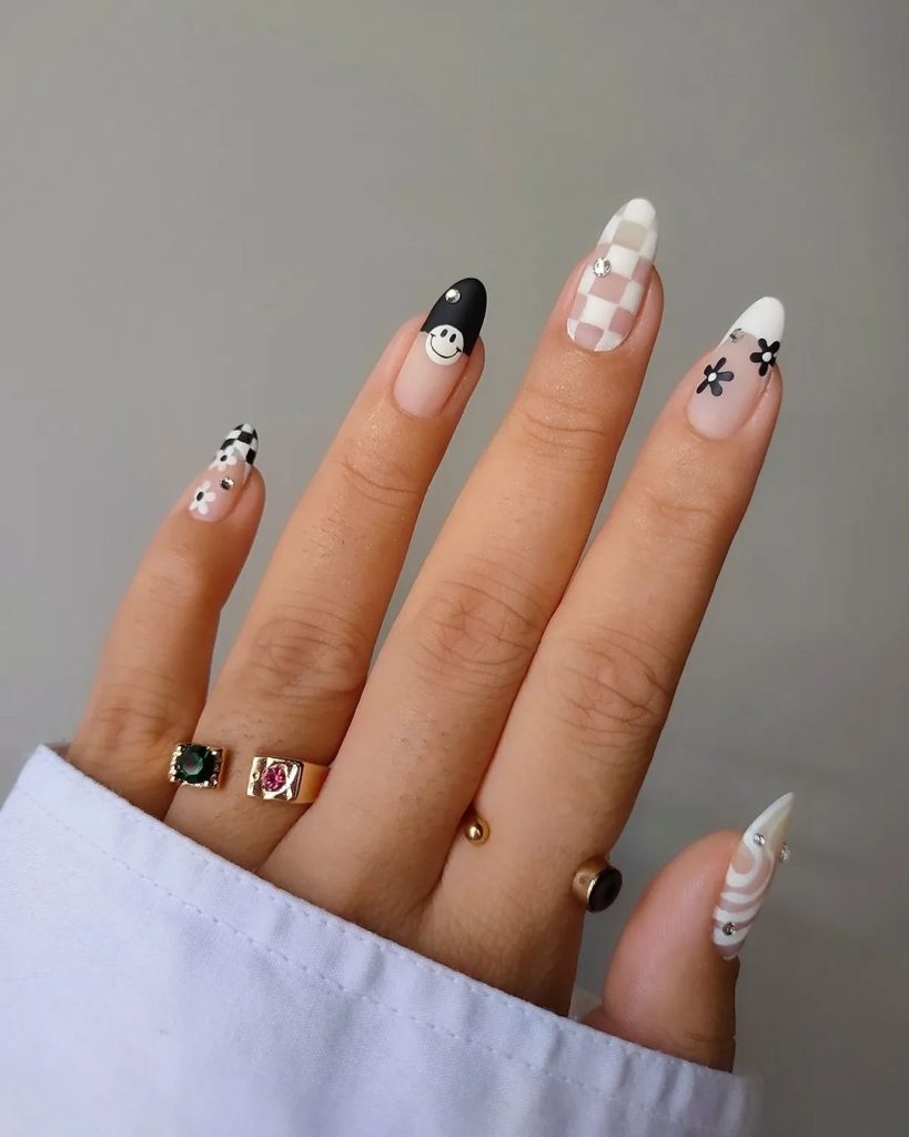 White and black nails