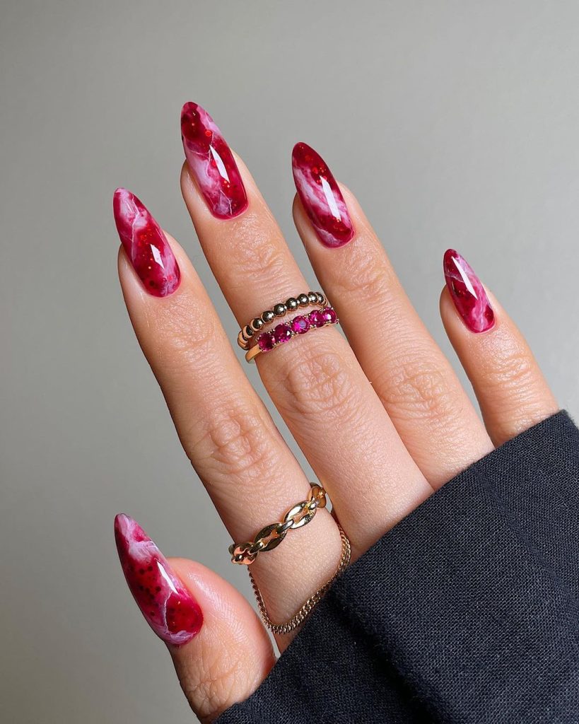 Baddie red nail theme 