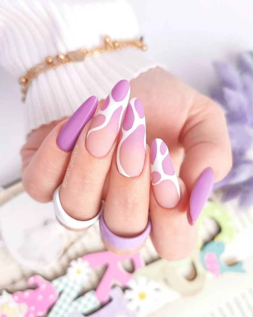 Matte nails with almond shaped nails