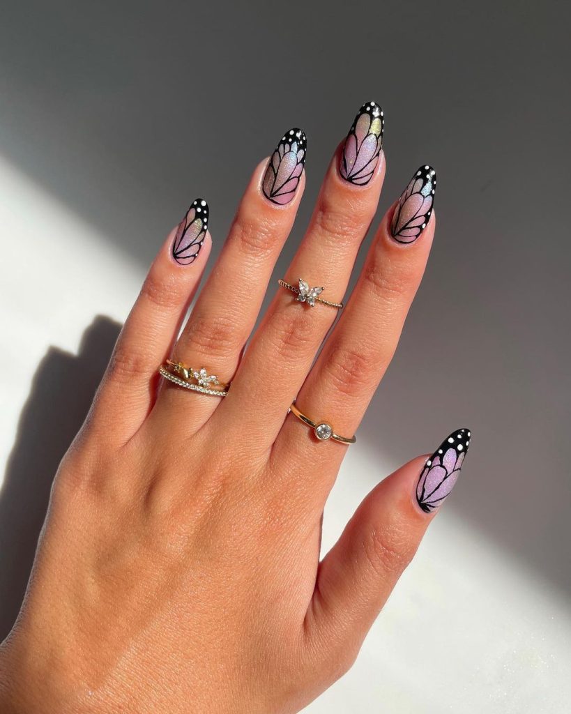 Black butterfly nail designs 