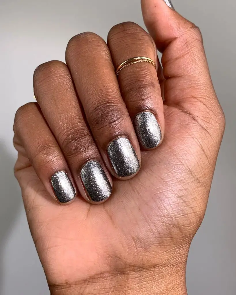 Silver chrome nails 