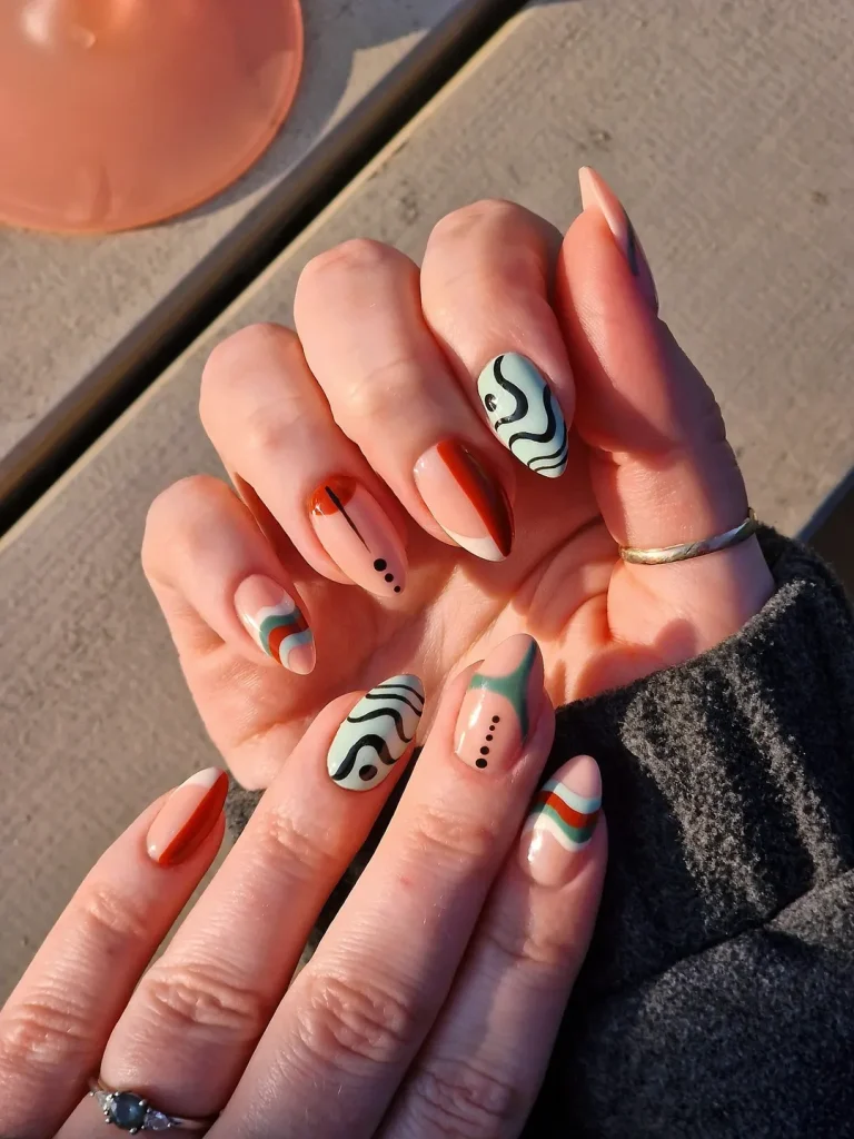 abstract autumn nails