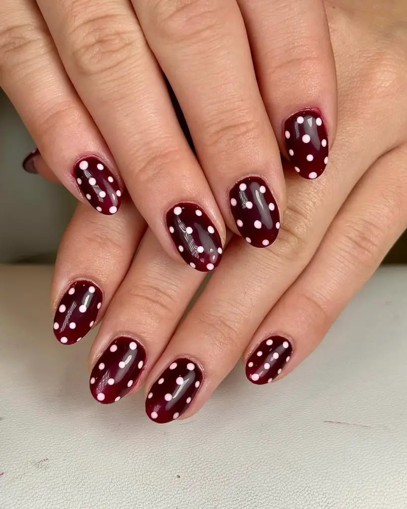 Cherry mocha & baby pink nails