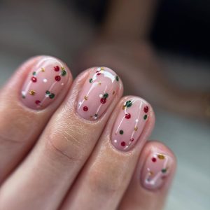 winter polka dots nail designs