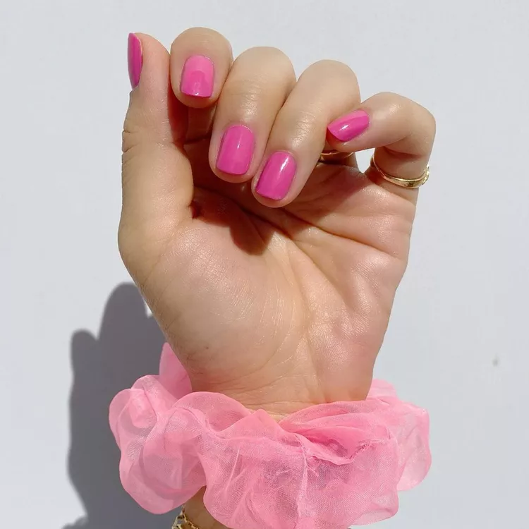 solid pink nails