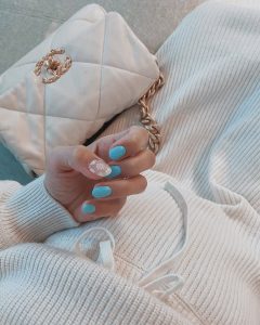 soft blue winter nails